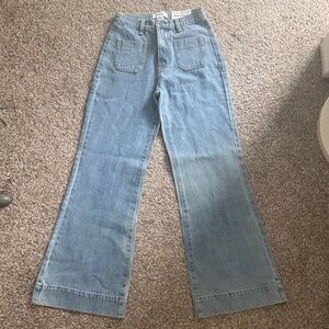 Urban Revivo Light Blue Women's High-Rise Wide-Leg Flared Jeans XS 24 US 2 NWT